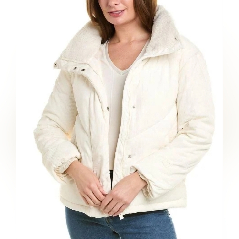 Hurley • Cream Corduroy Sherpa-Lined Quilted Puffer Jacket • Women’s L